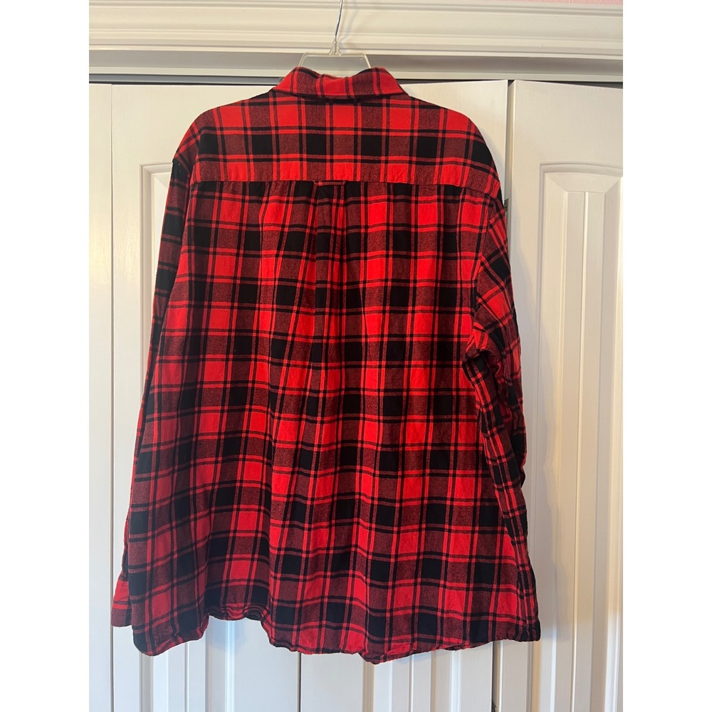 Saddlebred Mens Big & Tall 2XLT Red Black Buffalo Plaid Flannel Shirt Cotton - Picture 2 of 5